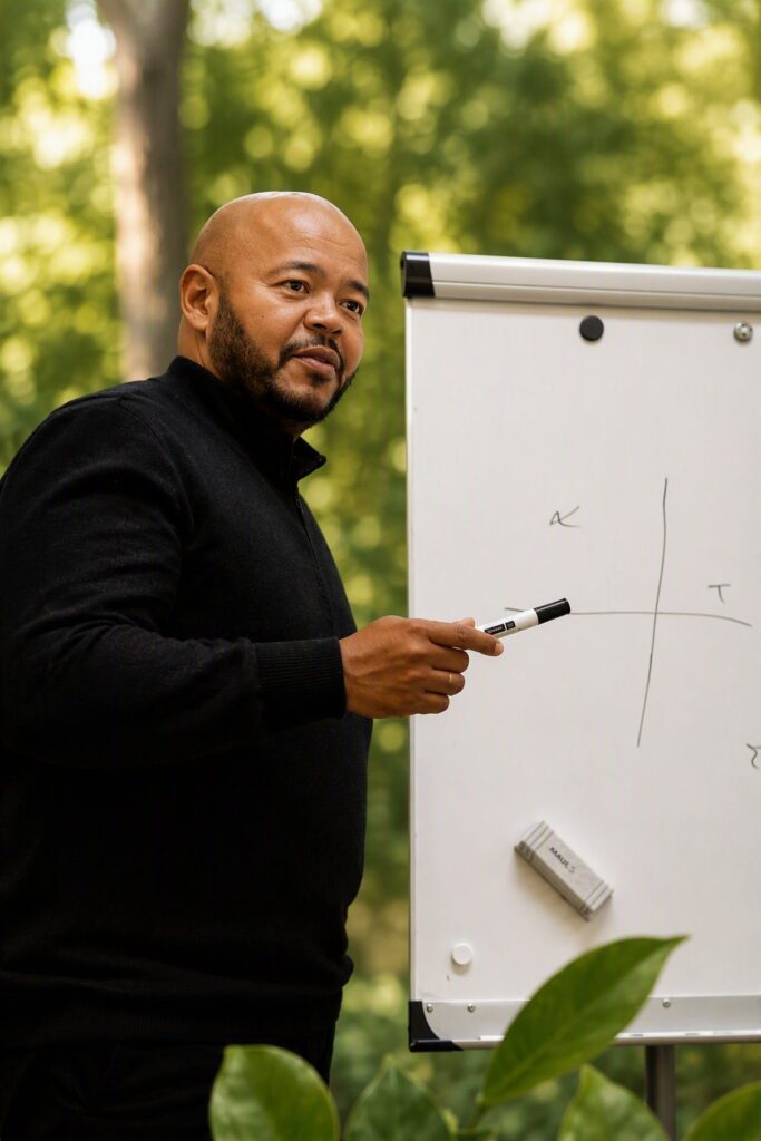 Sipho Magwentshu underviser ved flipover